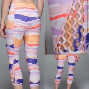 Lululemon Striped Leggings Size 6 | High Rise Workout Yoga Pants Unique Hem